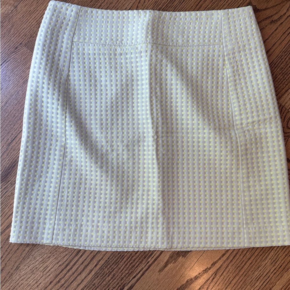 Loft  cream‎ yellow polka dot a-line skirt Sz 8 new with tag